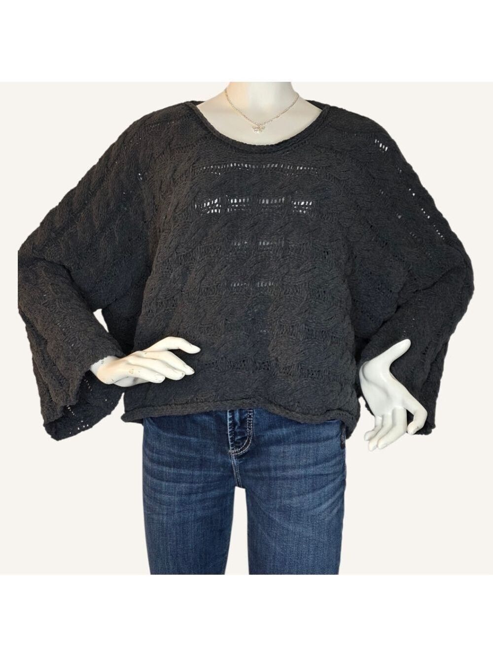 POL NWOT Cropped Cable Knit Sweater Gray | Quiet Luxury Coastal Cowgirl | S M L
